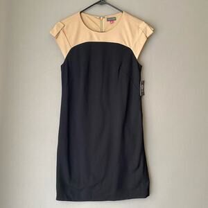 Vince Camuto sz 2 black tan sheath mini dress NWT‎